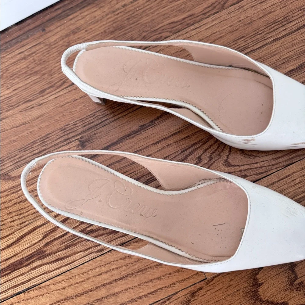 J. Crew Layla White Slingback Heels